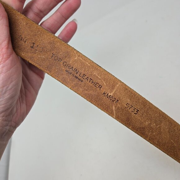 Western Tooled Leather Belt W/ Eagle Design 44" 1.5" Wide Top Grain Leather Bras - Picture 3 of 8